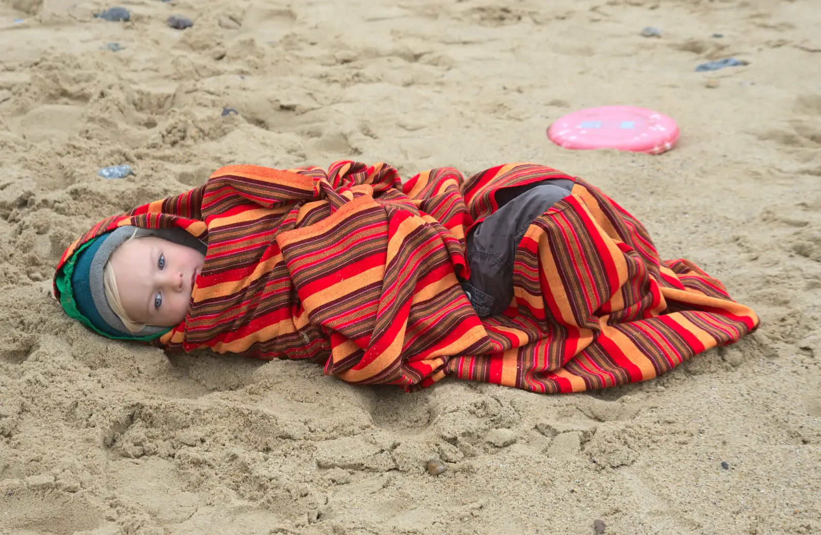 Harry's wrapped up like a coccoon, from A Wet Weekend of Camping, Waxham Sands, Norfolk - 13th June 2015