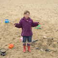 Soph the Roph shows off her sandcastle, A Wet Weekend of Camping, Waxham Sands, Norfolk - 13th June 2015