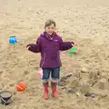 Soph the Roph shows off her sandcastle, A Wet Weekend of Camping, Waxham Sands, Norfolk - 13th June 2015