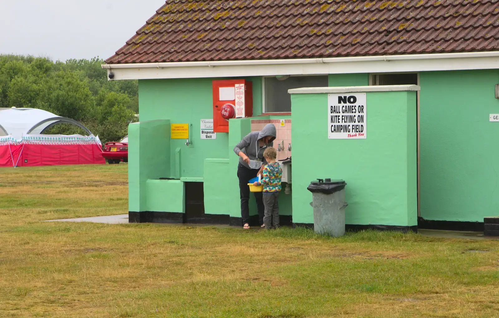 Isobel and Fred do the washing up, from A Wet Weekend of Camping, Waxham Sands, Norfolk - 13th June 2015