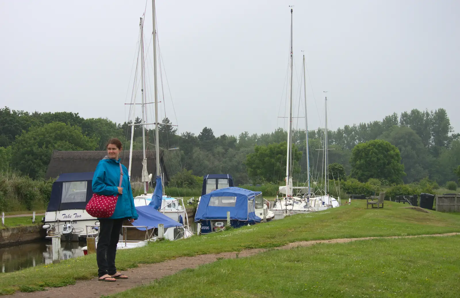 Isobel looks around, from A Wet Weekend of Camping, Waxham Sands, Norfolk - 13th June 2015