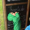 Harry by the 'Things to do' board, A Wet Weekend of Camping, Waxham Sands, Norfolk - 13th June 2015