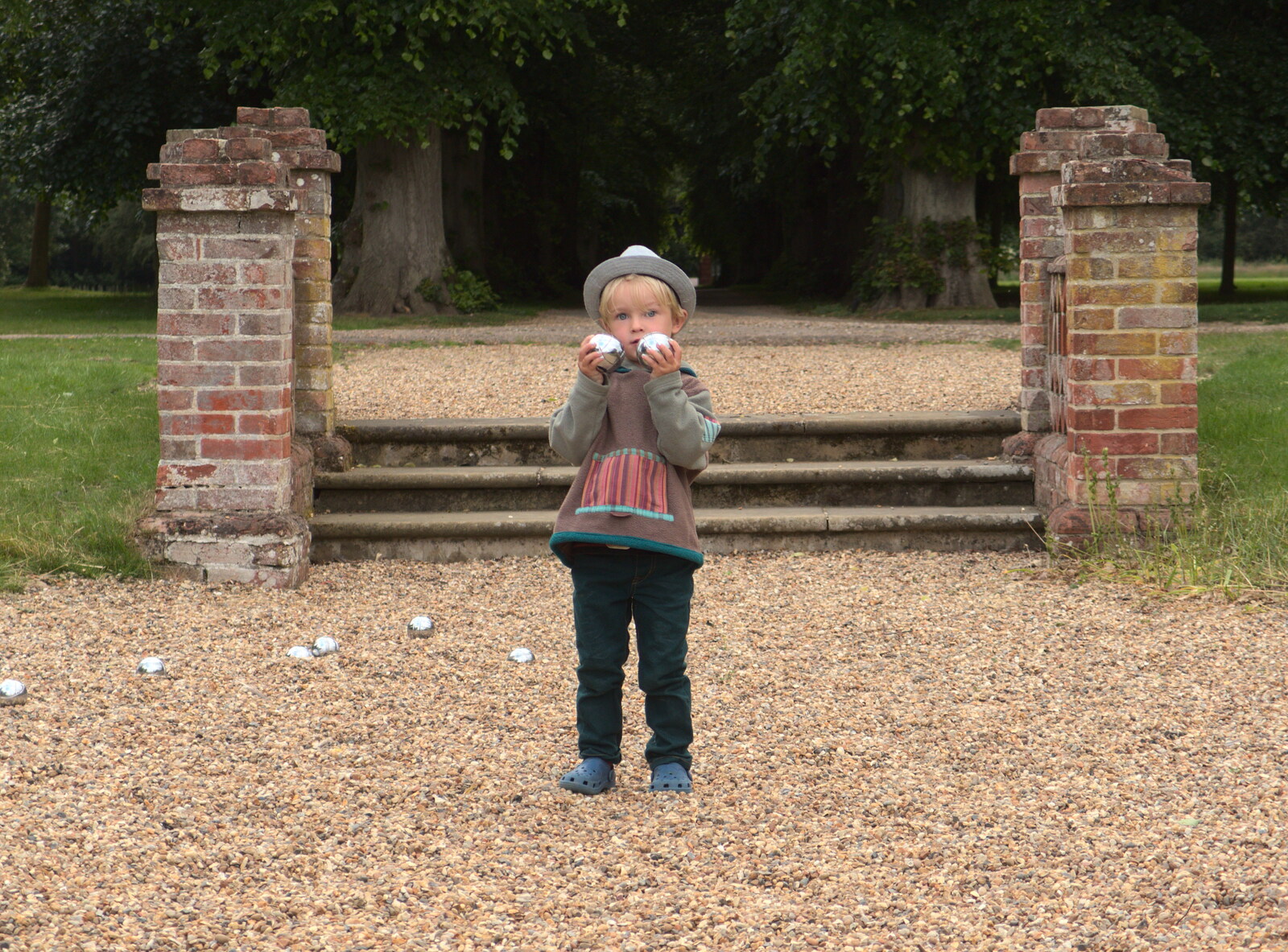 Harry's got boules of steel from A Vintage Tractorey Sort of Day, Palgrave, Suffolk - 21st June 2015