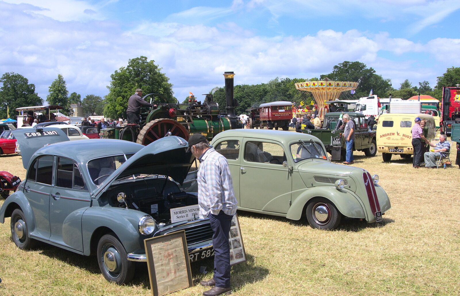 Some dude looks at a Morris Minor from A Vintage Tractorey Sort of Day, Palgrave, Suffolk - 21st June 2015