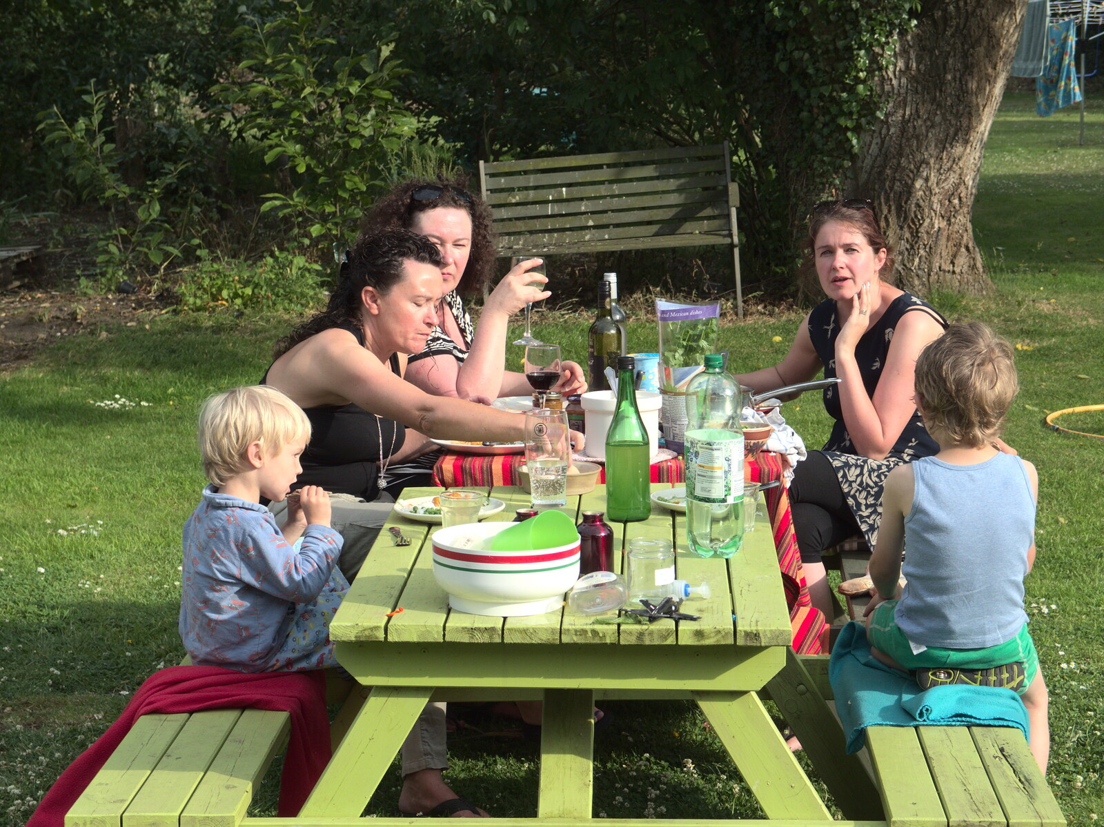 Time for tea in the back garden from A visit from Da Gorls, Brome, Suffolk - 27th June 2015