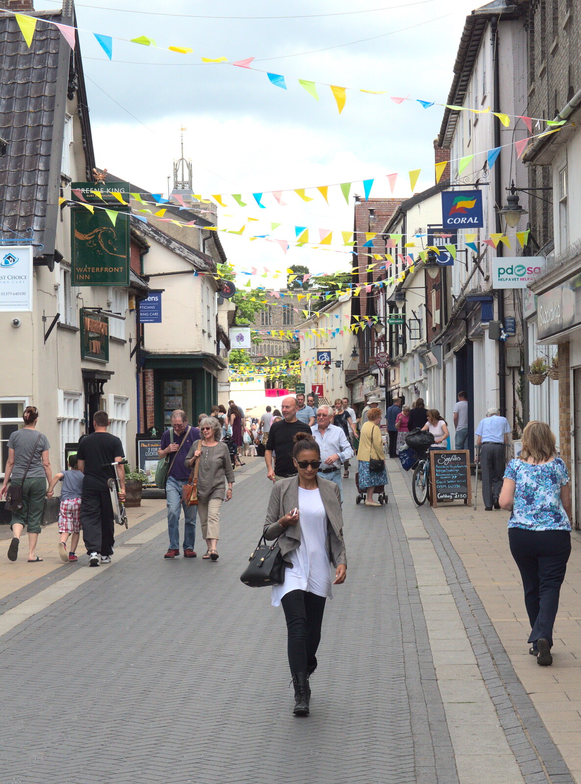 Mere Street in Diss has some bunting going on from A visit from Da Gorls, Brome, Suffolk - 27th June 2015