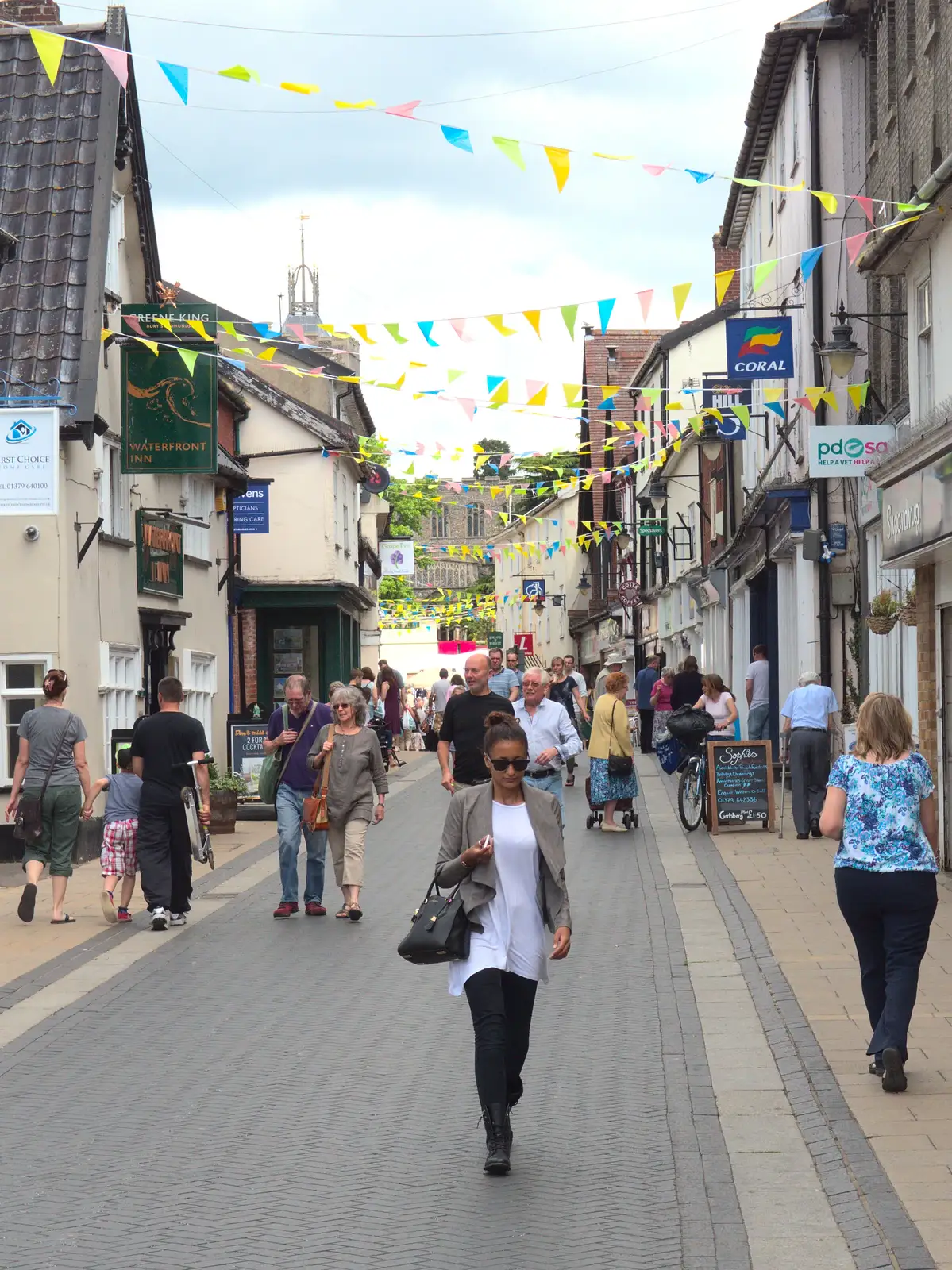 Mere Street in Diss has some bunting going on, from A visit from Da Gorls, Brome, Suffolk - 27th June 2015