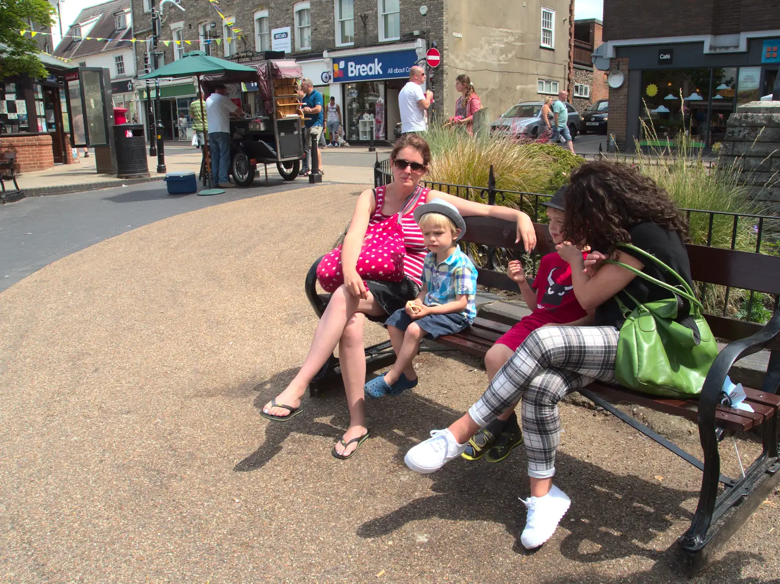 Isobel looks up, from A visit from Da Gorls, Brome, Suffolk - 27th June 2015