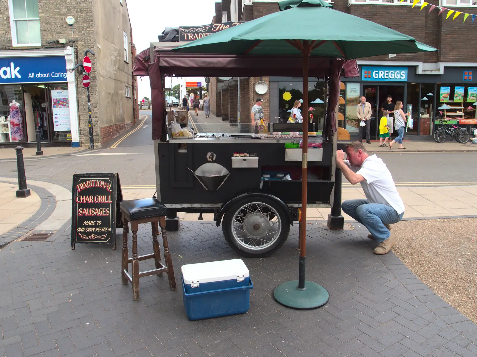 Andy does some re-stocking on his sausage van, from A visit from Da Gorls, Brome, Suffolk - 27th June 2015