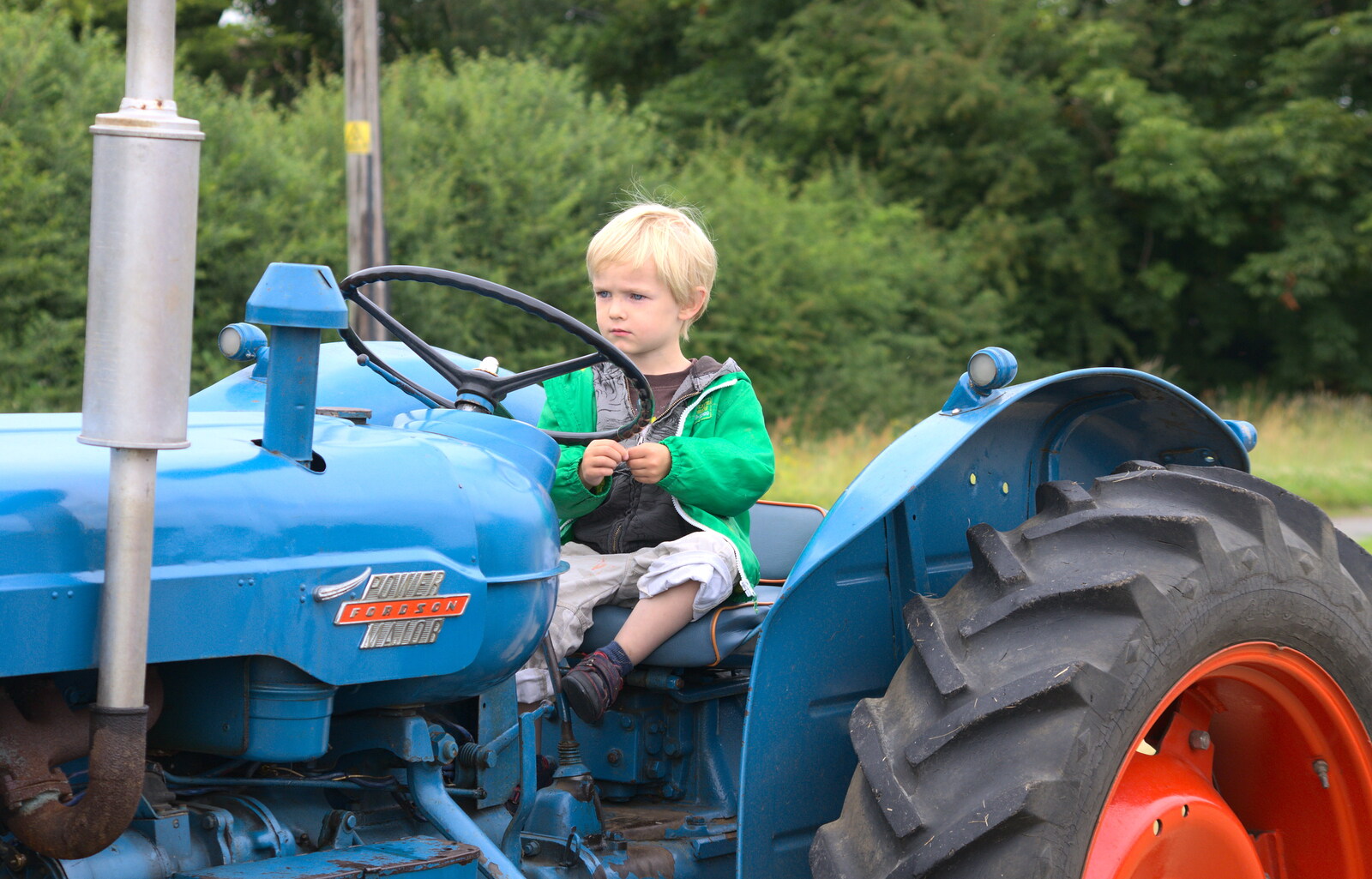 Harry on a tractor from Thrandeston Pig Roast, Thrandeston Little Green, Suffolk - 28th June 2015