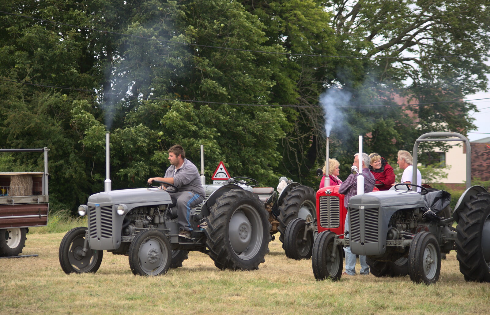 The tractors fire up again from Thrandeston Pig Roast, Thrandeston Little Green, Suffolk - 28th June 2015