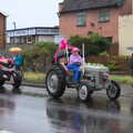 Tractors on wet roads, The Pink Ladies Tractor Run, Harleston and Gawdy Park, Norfolk - 5th July 2015