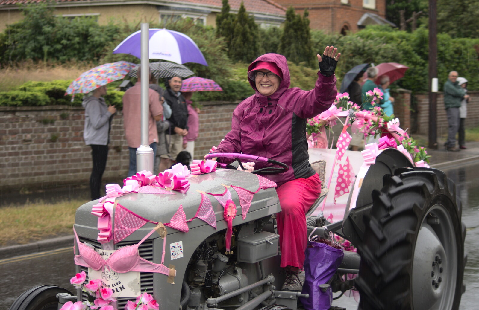 Pink bunting and bras from The Pink Ladies Tractor Run, Harleston and Gawdy Park, Norfolk - 5th July 2015