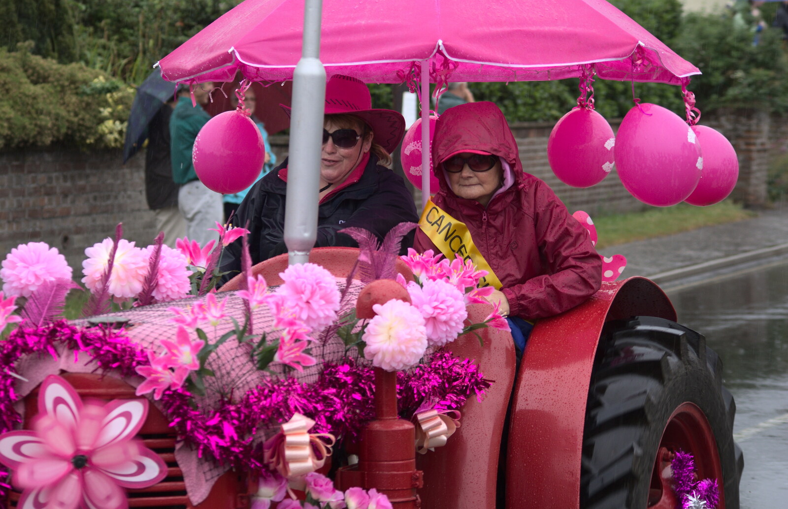 Looking less-than-impressed by the weather from The Pink Ladies Tractor Run, Harleston and Gawdy Park, Norfolk - 5th July 2015