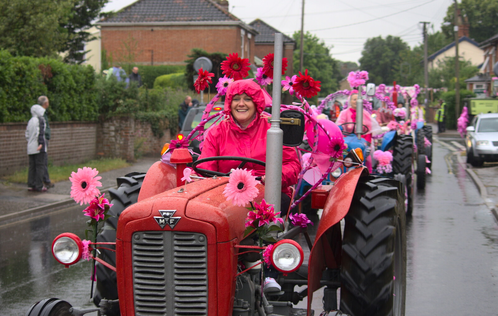 A sea of pink from The Pink Ladies Tractor Run, Harleston and Gawdy Park, Norfolk - 5th July 2015