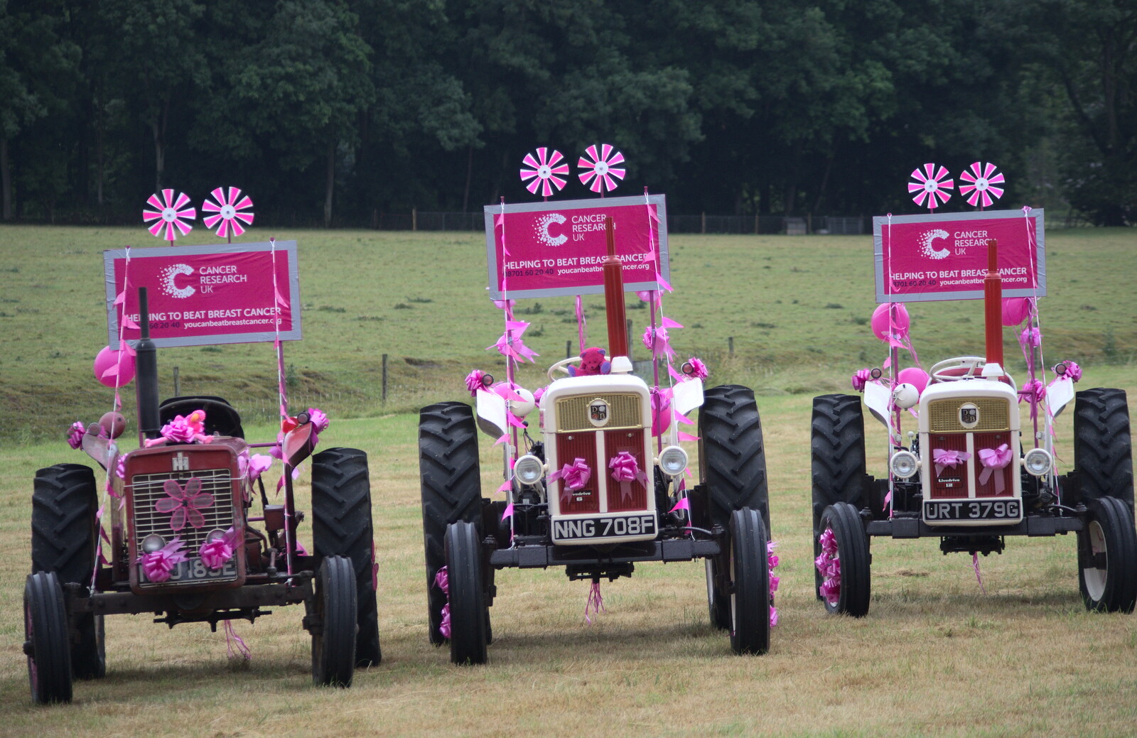 Three tractors with the same set up from The Pink Ladies Tractor Run, Harleston and Gawdy Park, Norfolk - 5th July 2015