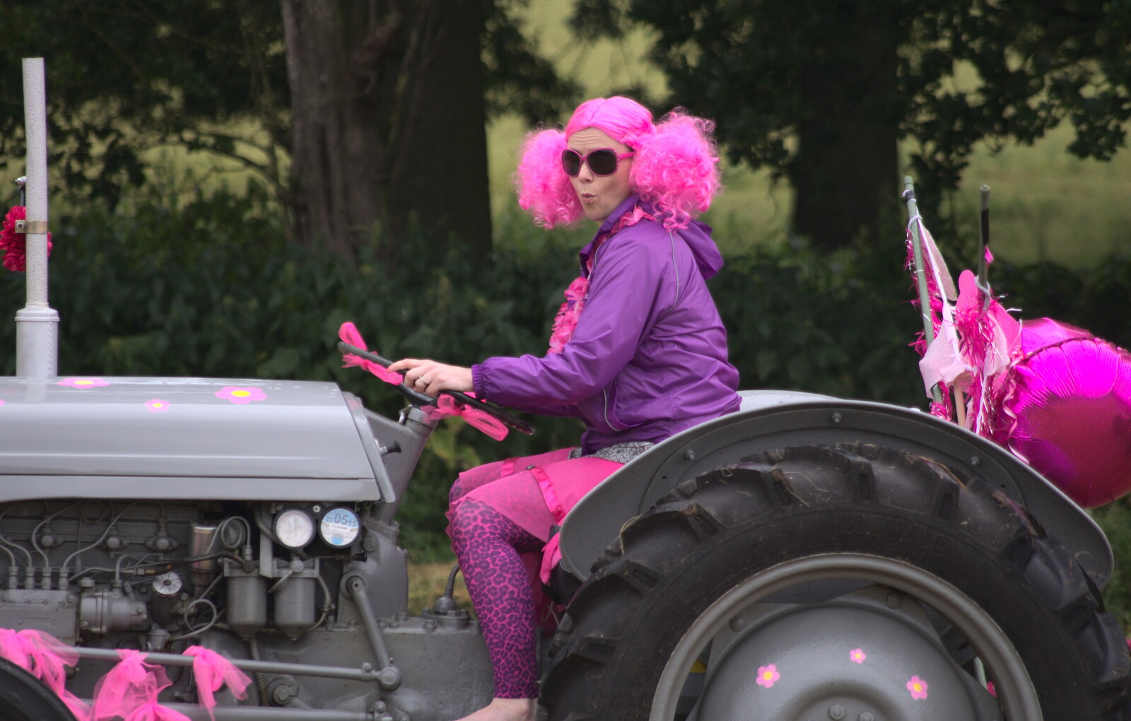 A super-pink wig from The Pink Ladies Tractor Run, Harleston and Gawdy Park, Norfolk - 5th July 2015