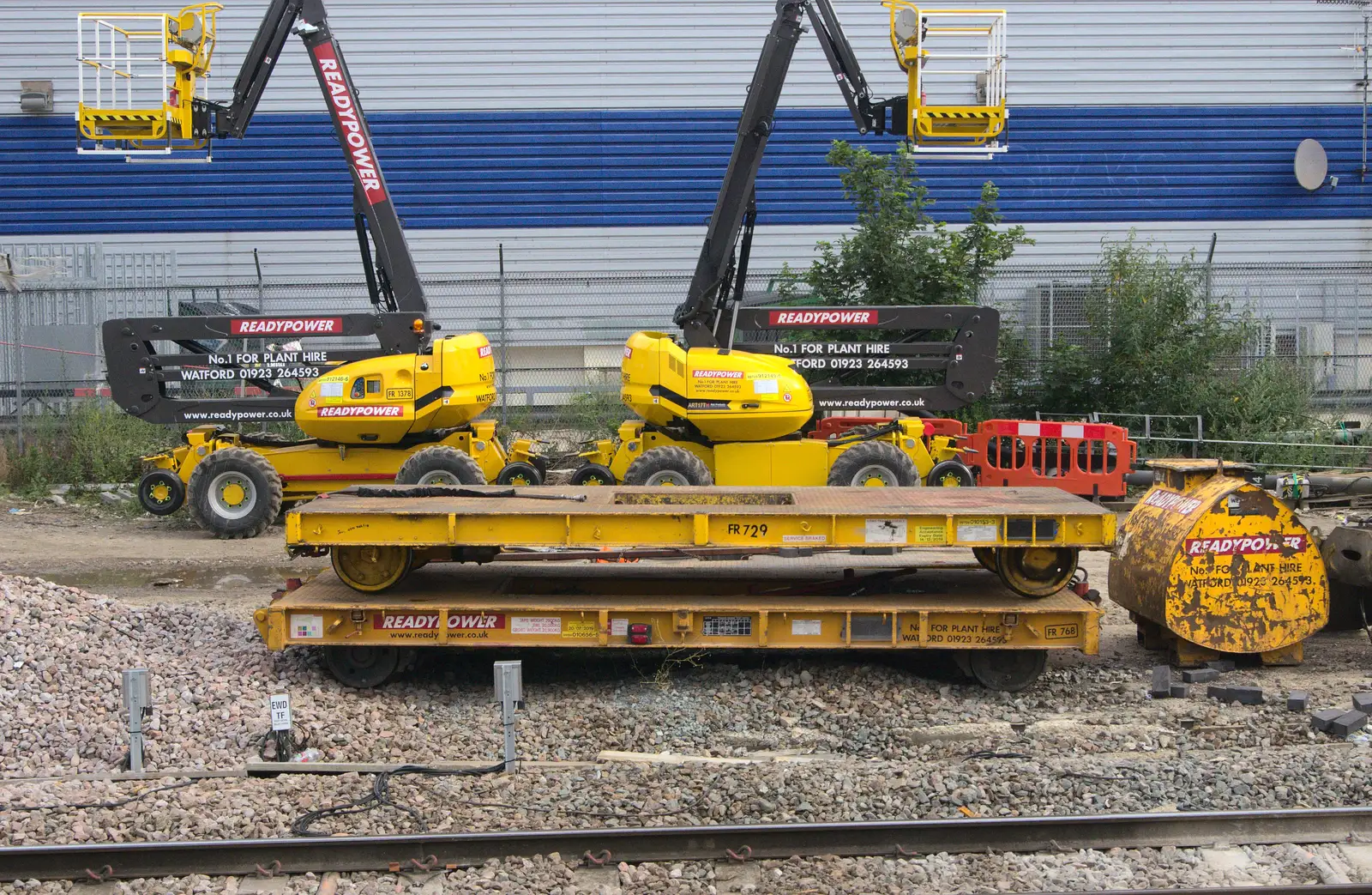 Stacked railway flatbeds, from It's a SwiftKey Knockout, Richmond Rugby Club, Richmond, Surrey - 7th July 2015