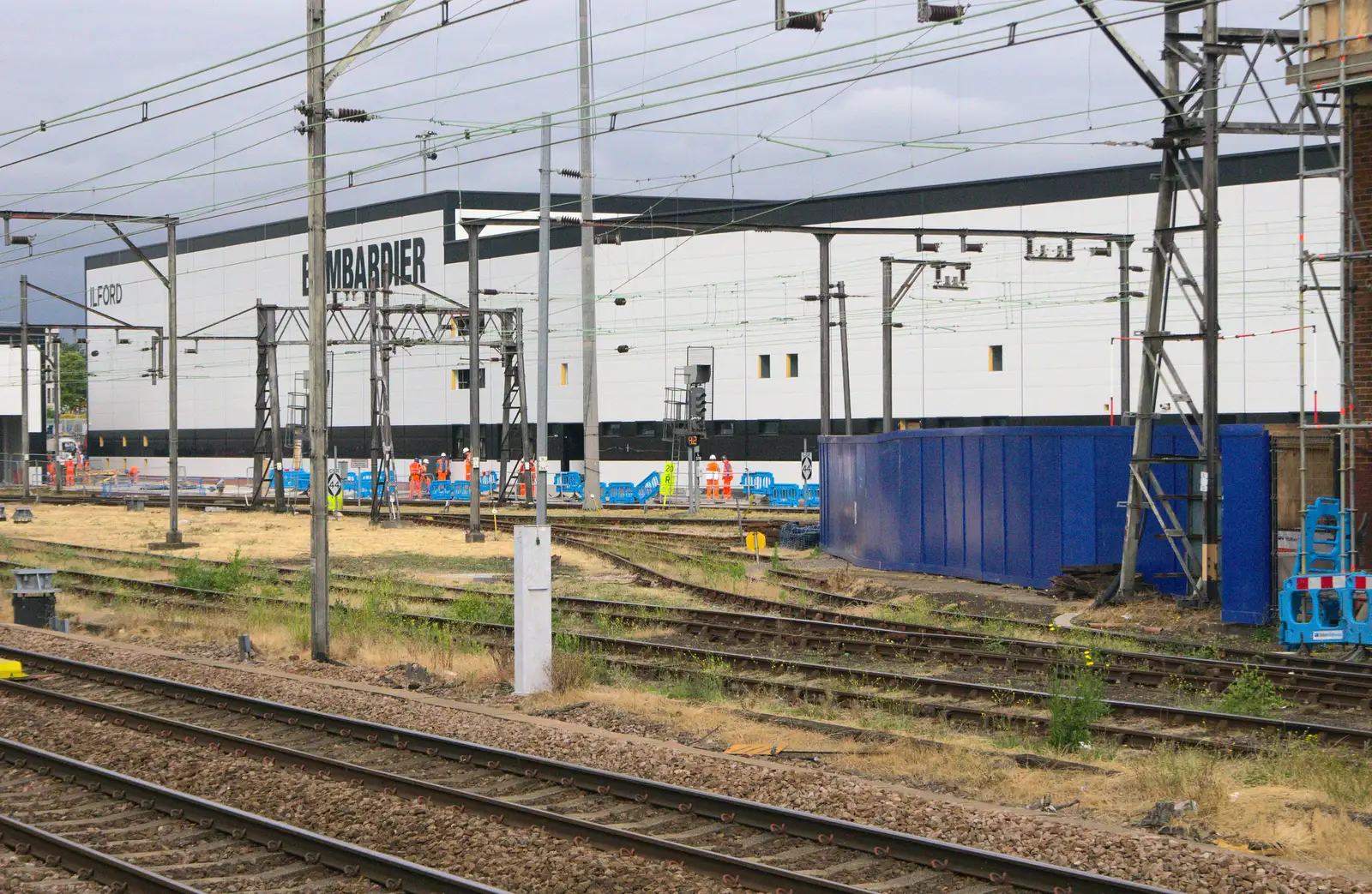 The new Bombardier sheds at Ilford, from It's a SwiftKey Knockout, Richmond Rugby Club, Richmond, Surrey - 7th July 2015