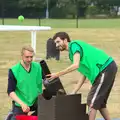 David fires a tennis-ball cannon, It's a SwiftKey Knockout, Richmond Rugby Club, Richmond, Surrey - 7th July 2015