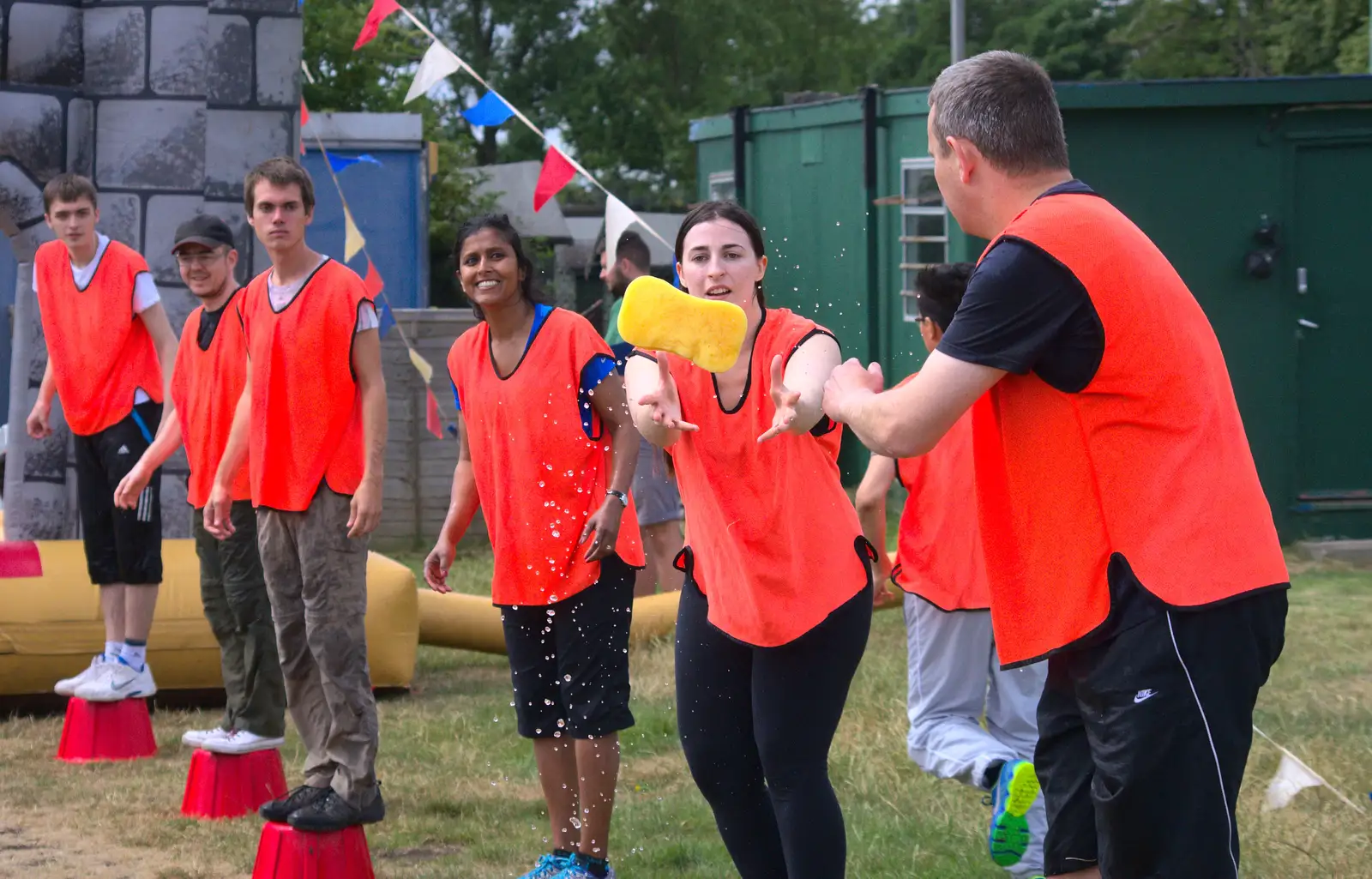 Orange team's sponge travels along, from It's a SwiftKey Knockout, Richmond Rugby Club, Richmond, Surrey - 7th July 2015