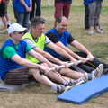 Mike, Steve and Michele practice their rowing, It's a SwiftKey Knockout, Richmond Rugby Club, Richmond, Surrey - 7th July 2015