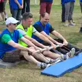 Mike, Steve and Michele practice their rowing, It's a SwiftKey Knockout, Richmond Rugby Club, Richmond, Surrey - 7th July 2015