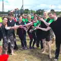 The Black Team hold up their socks, It's a SwiftKey Knockout, Richmond Rugby Club, Richmond, Surrey - 7th July 2015