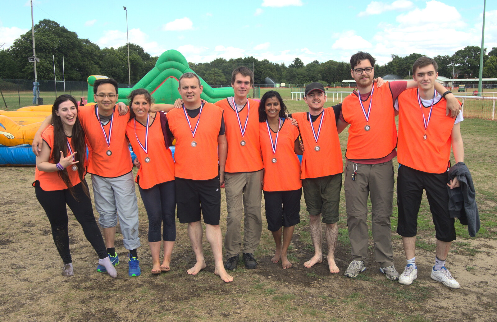 James C and the orange team from It's a SwiftKey Knockout, Richmond Rugby Club, Richmond, Surrey - 7th July 2015