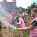 Ben sprays Champagne like a Formula 1 winner, It's a SwiftKey Knockout, Richmond Rugby Club, Richmond, Surrey - 7th July 2015