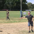 Nick hurls a Frisbee, It's a SwiftKey Knockout, Richmond Rugby Club, Richmond, Surrey - 7th July 2015