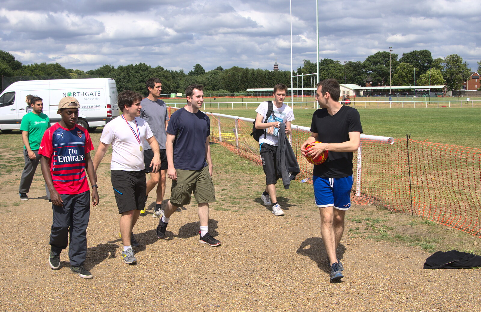 Ben leads the team off to Old Deer Park from It's a SwiftKey Knockout, Richmond Rugby Club, Richmond, Surrey - 7th July 2015