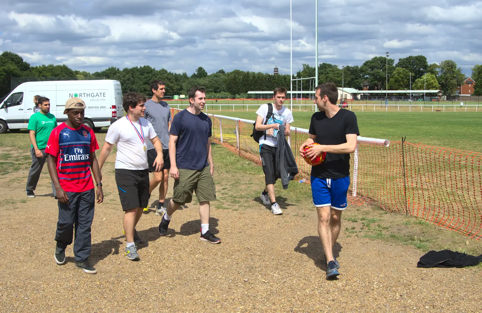 Ben leads the team off to Old Deer Park, from It's a SwiftKey Knockout, Richmond Rugby Club, Richmond, Surrey - 7th July 2015