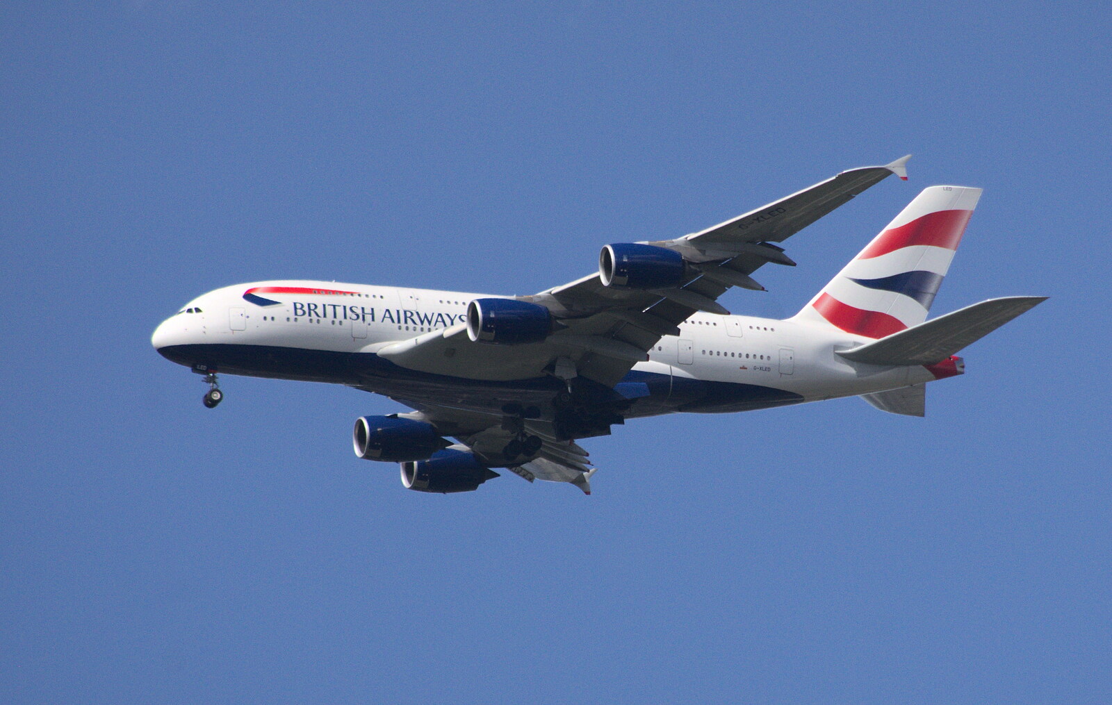 A British Airways A380 Super-Heavy trundles in from It's a SwiftKey Knockout, Richmond Rugby Club, Richmond, Surrey - 7th July 2015
