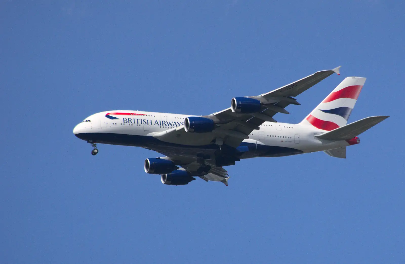 A British Airways A380 Super-Heavy trundles in, from It's a SwiftKey Knockout, Richmond Rugby Club, Richmond, Surrey - 7th July 2015