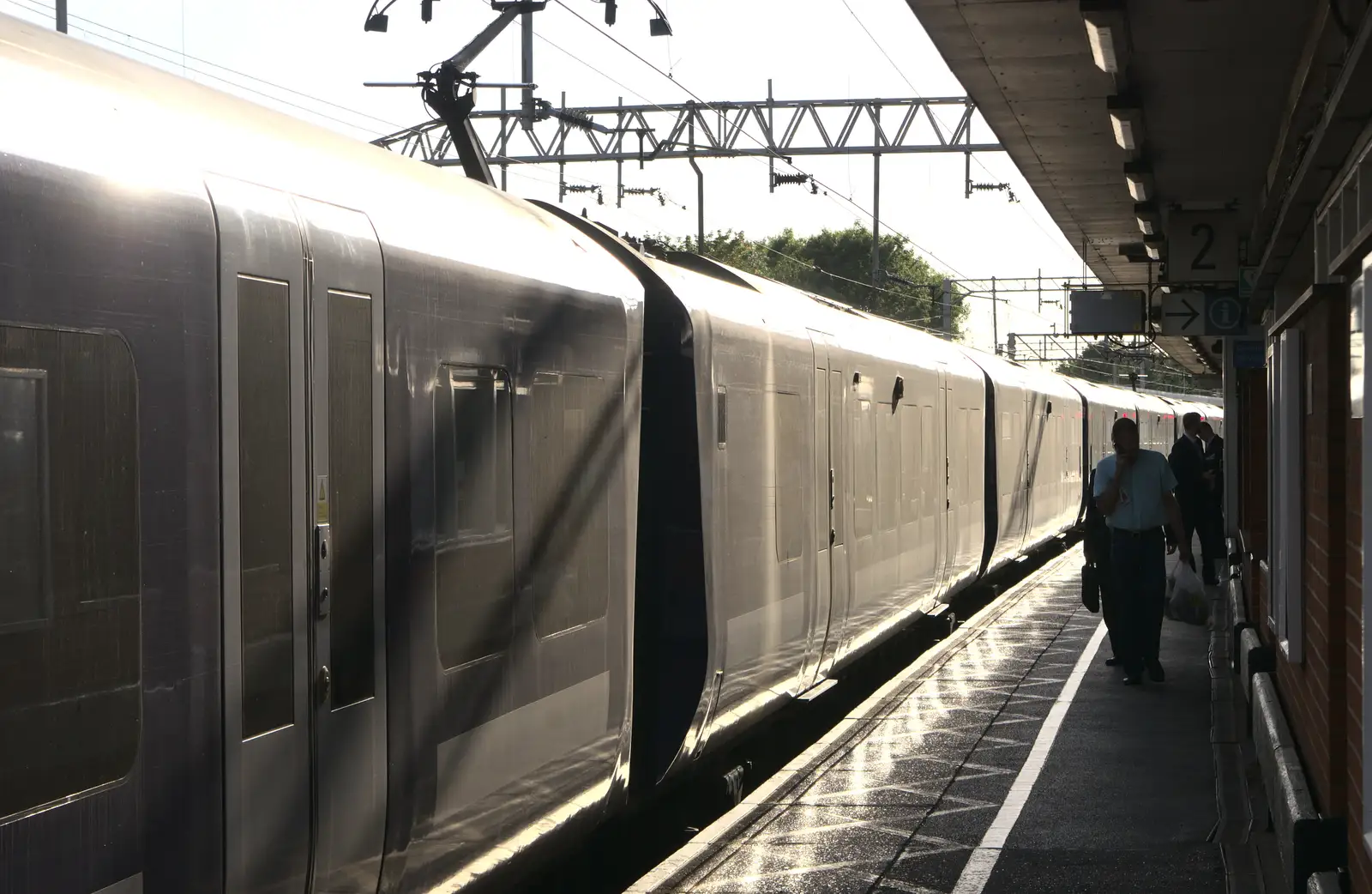 A super-dusty commuter train at Colchester Station, from It's a SwiftKey Knockout, Richmond Rugby Club, Richmond, Surrey - 7th July 2015