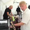 John the deputy bassist looks up, The BBs at Bacton, and Abbey Gardens, Bury St. Edmunds, Suffolk - 19th July 2015