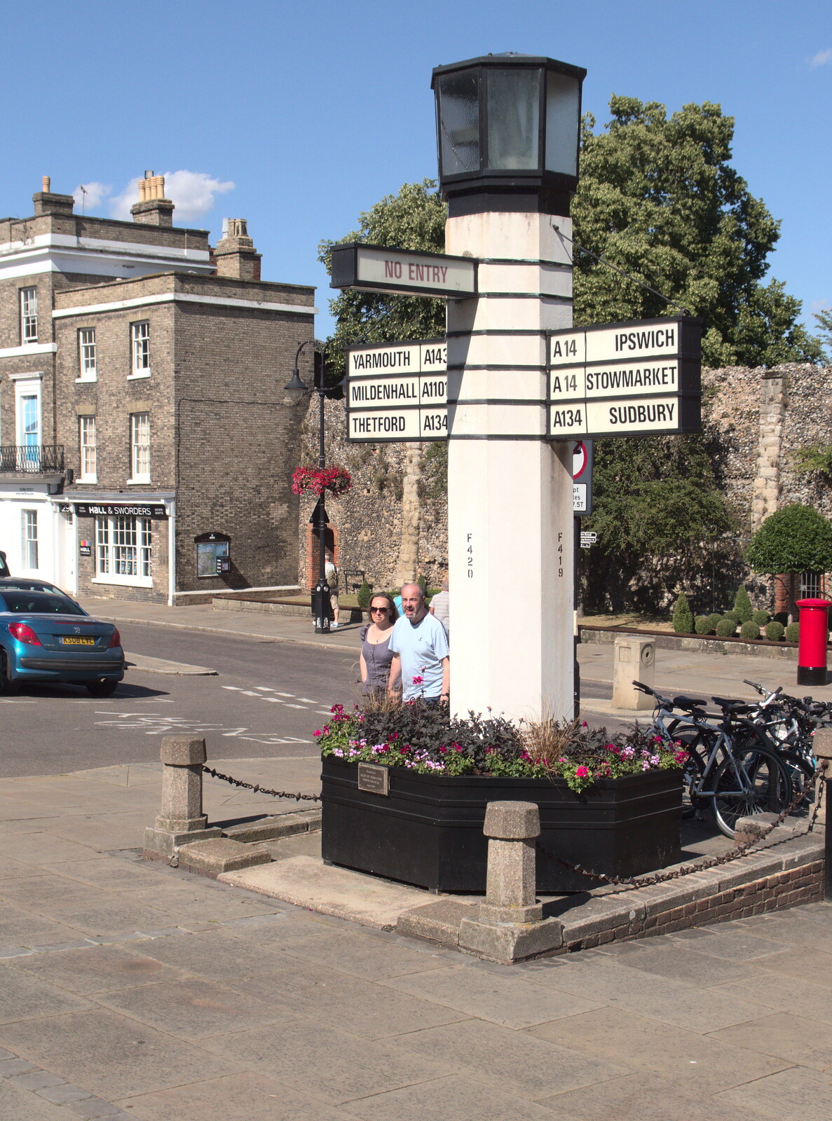 The 'lighthouse' town sign from The BBs at Bacton, and Abbey Gardens, Bury St. Edmunds, Suffolk - 19th July 2015