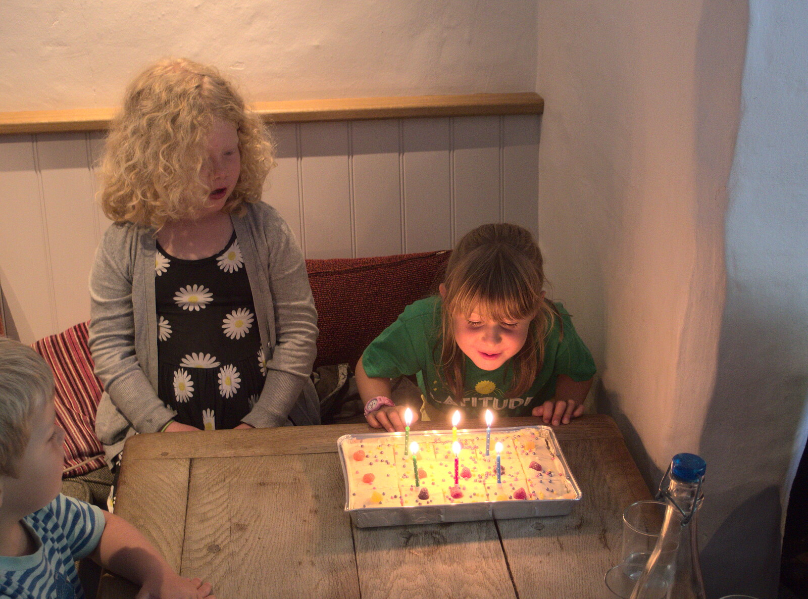 Sophie blows the candles out from Soph the Roph's Birthday and The BBs at Pulham, Norfolk - 22nd July 2015