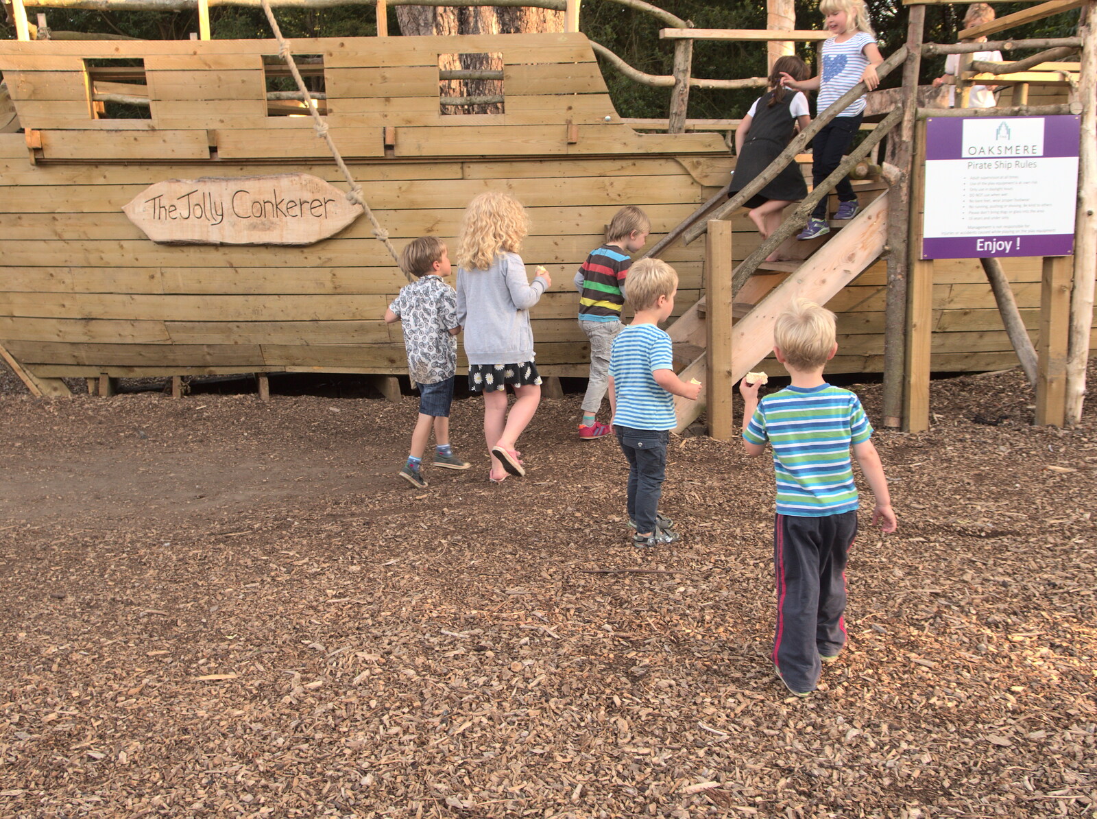 The children run on to the pirate ship from Soph the Roph's Birthday and The BBs at Pulham, Norfolk - 22nd July 2015