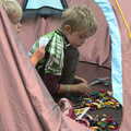 The boys do Lego in a tent, The Archaeology of Dunwich: A Camping Trip, Dunwich, Suffolk - 1st August 2015
