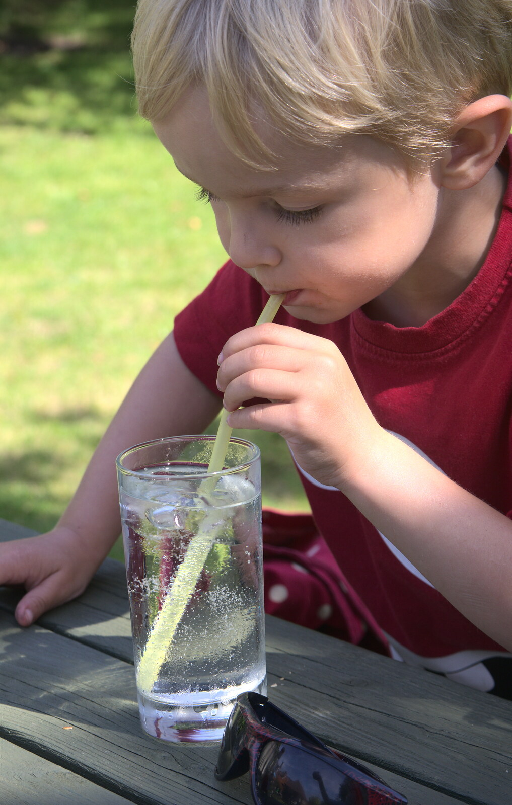 Harry slurps lemonade from The Archaeology of Dunwich: A Camping Trip, Dunwich, Suffolk - 1st August 2015