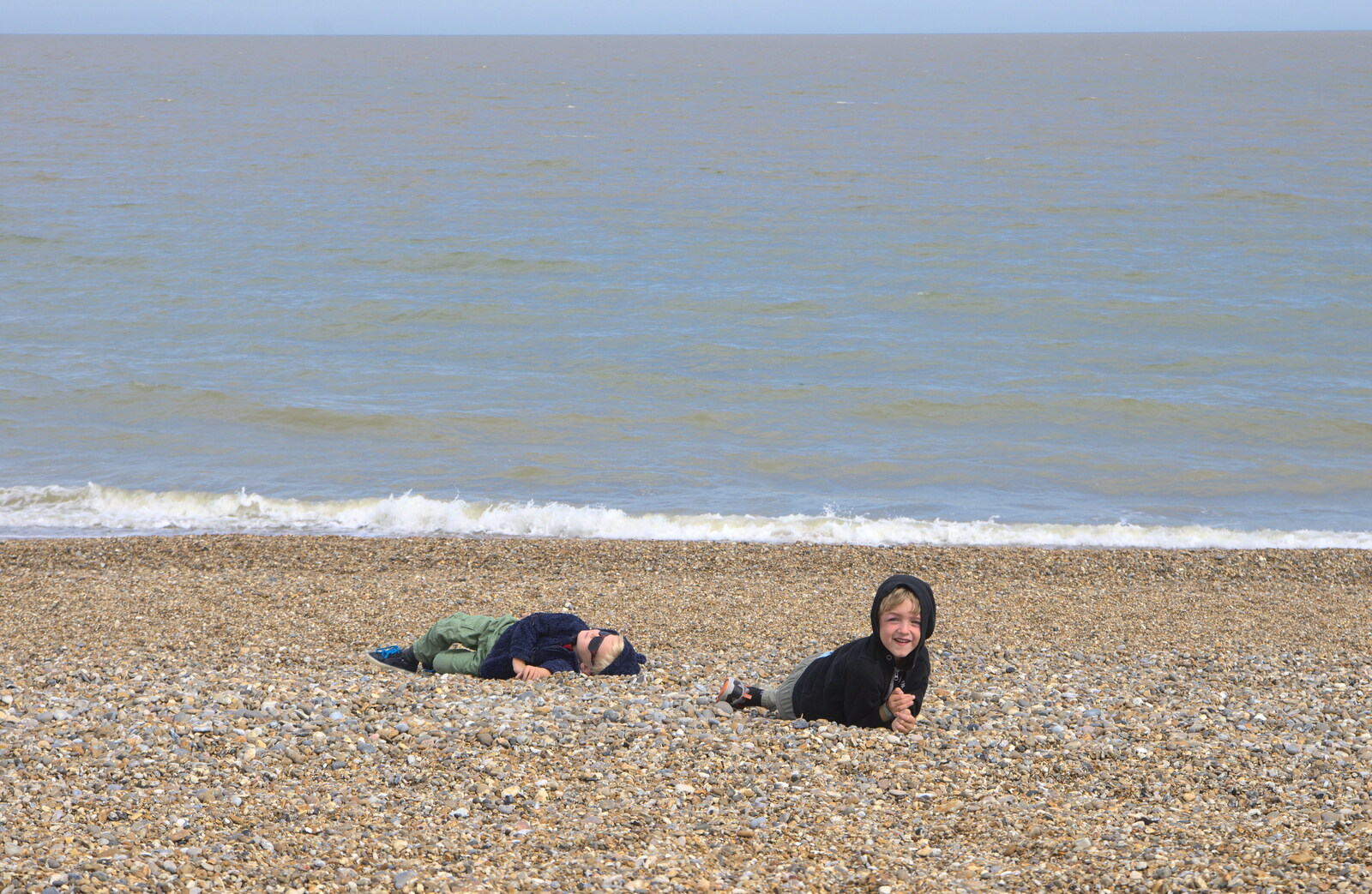 The boys on the beach from The Archaeology of Dunwich: A Camping Trip, Dunwich, Suffolk - 1st August 2015