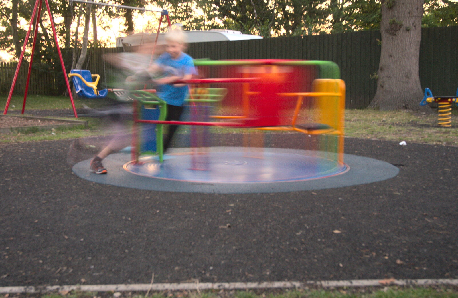Fred and Harry are a blur on the roundabout from The Archaeology of Dunwich: A Camping Trip, Dunwich, Suffolk - 1st August 2015