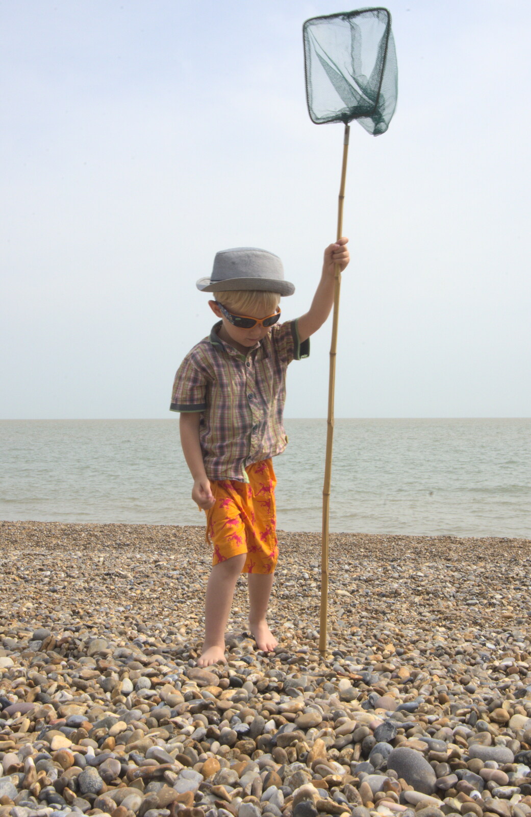 Harry with a fishing net from The Archaeology of Dunwich: A Camping Trip, Dunwich, Suffolk - 1st August 2015