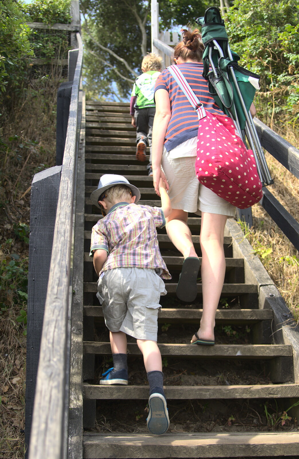 Harry and Isobel stump up the cliff steps from The Archaeology of Dunwich: A Camping Trip, Dunwich, Suffolk - 1st August 2015