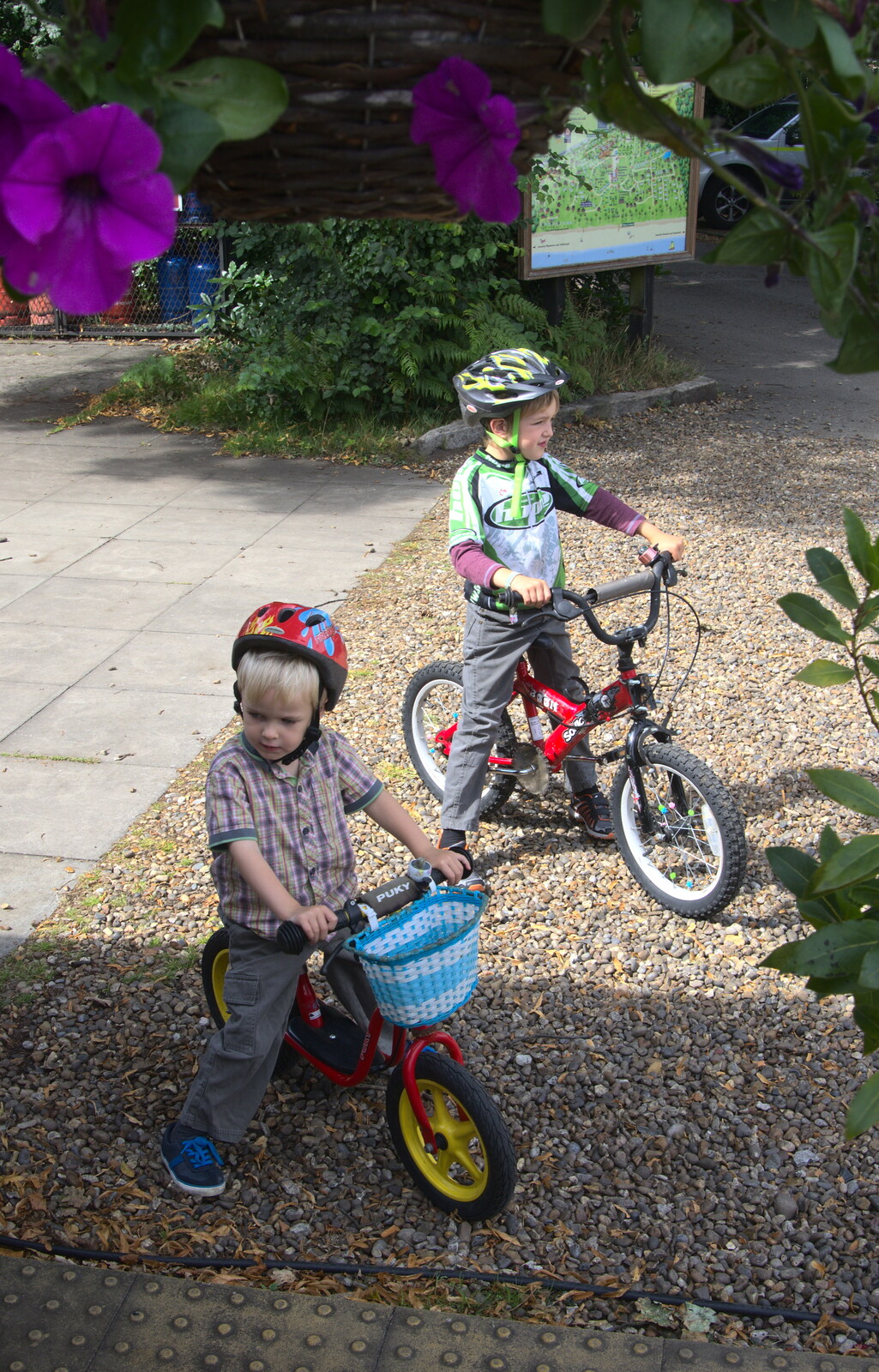 The boys on their bikes from The Archaeology of Dunwich: A Camping Trip, Dunwich, Suffolk - 1st August 2015