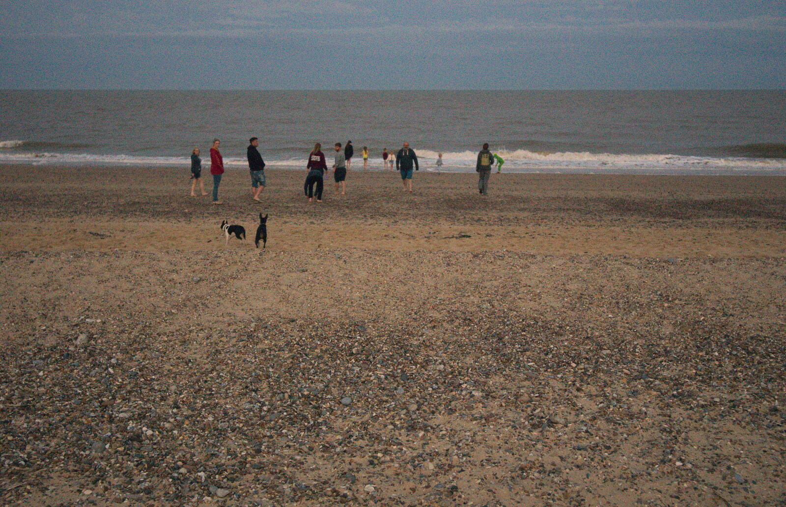 Isobel and a gang of people on the beach from The Danger of Trees: A Camping (Mis)adventure - Southwold, Suffolk - 3rd August 2015