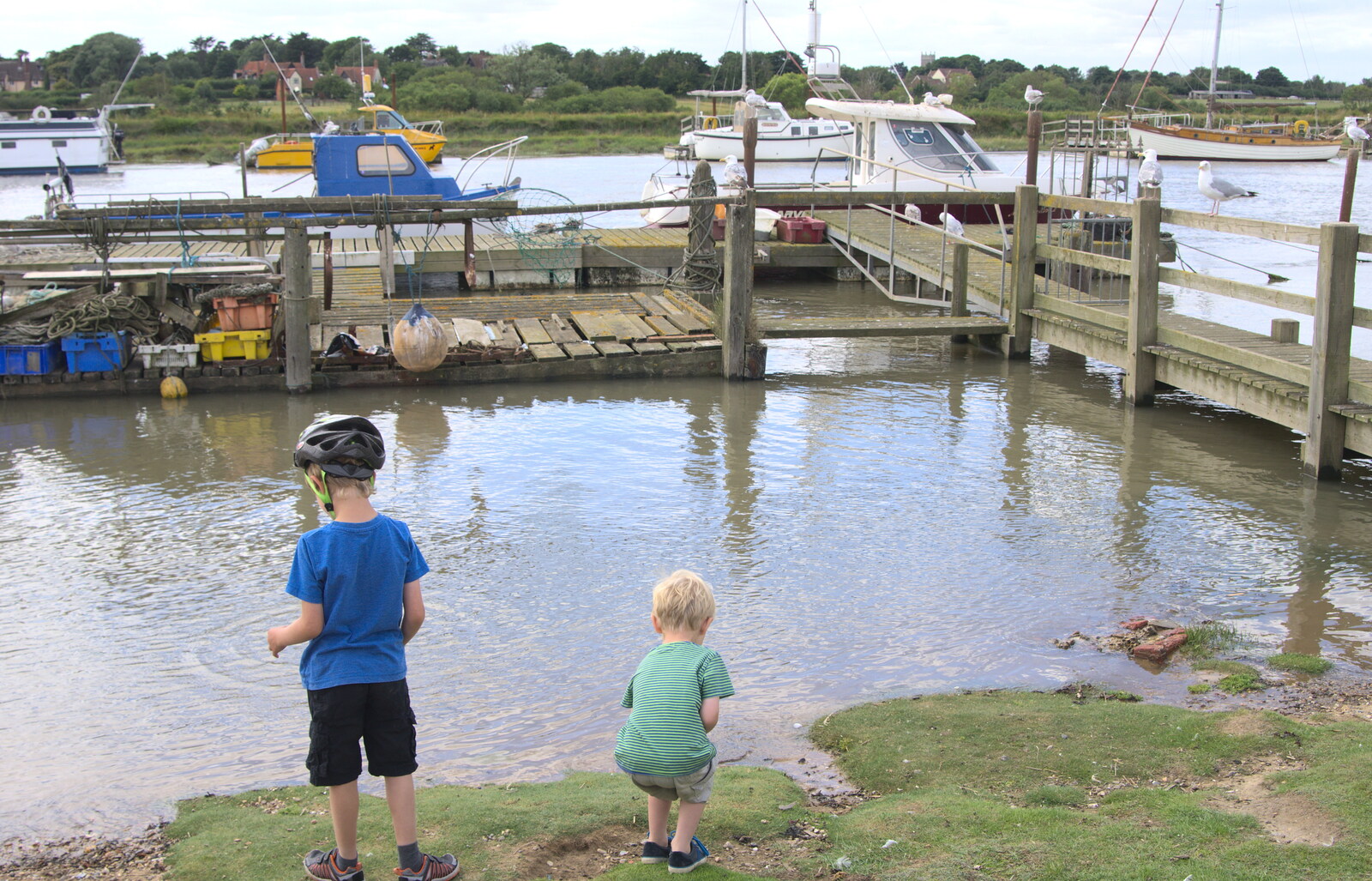 The boys by the river from The Danger of Trees: A Camping (Mis)adventure - Southwold, Suffolk - 3rd August 2015