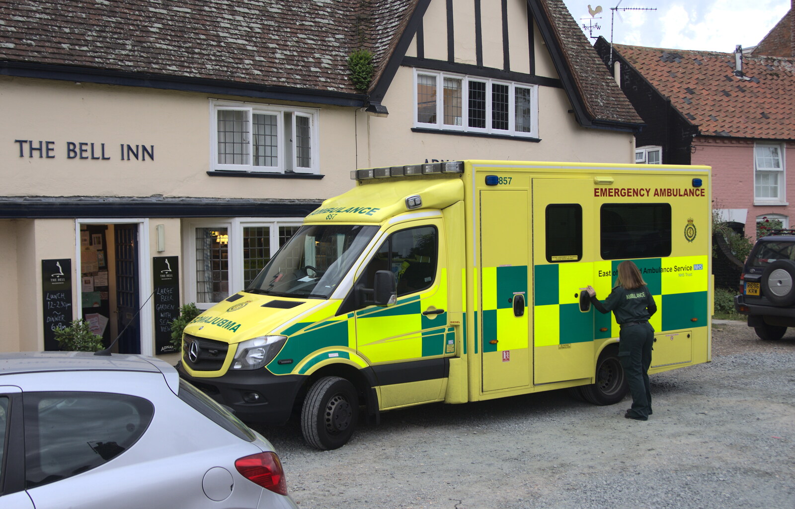 The ambulance outside the Bell from The Danger of Trees: A Camping (Mis)adventure - Southwold, Suffolk - 3rd August 2015